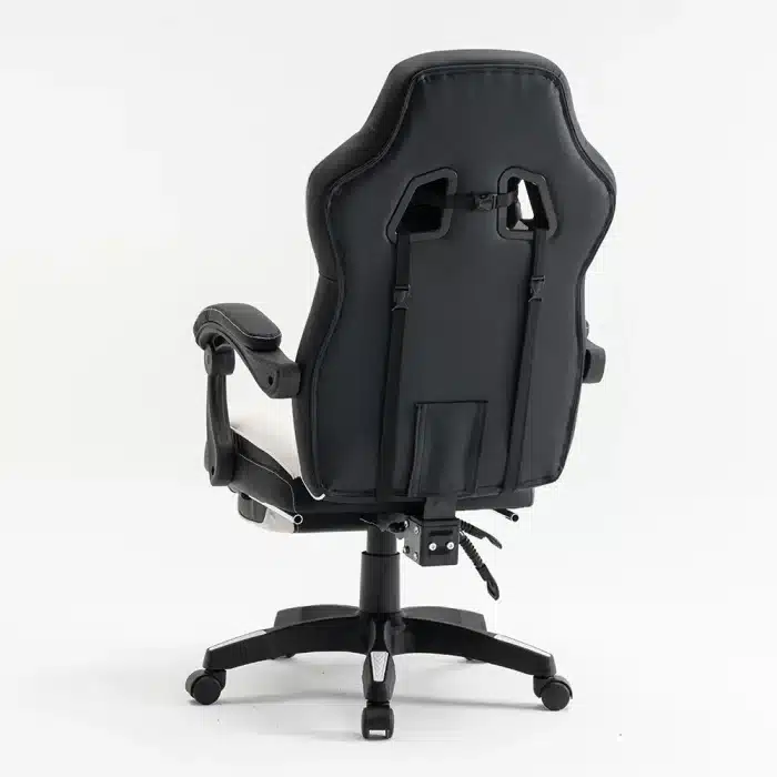 Scaun de Gaming Reglabil Professional WF-6028 Black & White cu Suport Picioare, Alb, Negru - imagine 8