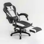 Scaun de Gaming Reglabil Professional WF-6028 Black & White cu Suport Picioare, Alb, Negru - imagine 7
