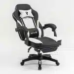 Scaun de Gaming Reglabil Professional WF-6028 Black & White cu Suport Picioare, Alb, Negru - imagine 5