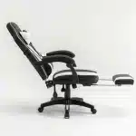 Scaun de Gaming Reglabil Professional WF-6028 Black & White cu Suport Picioare, Alb, Negru - imagine 4