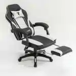 Scaun de Gaming Reglabil Professional WF-6028 Black & White cu Suport Picioare, Alb, Negru - imagine 3