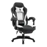 Scaun de Gaming Reglabil Professional WF-6028 Black & White cu Suport Picioare, Alb, Negru - imagine 2