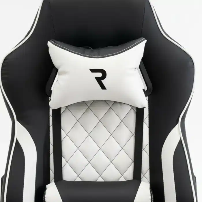 Scaun de Gaming Reglabil Professional WF-6028 Black & White cu Suport Picioare, Alb, Negru - imagine 15
