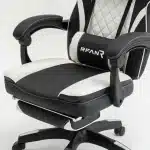 Scaun de Gaming Reglabil Professional WF-6028 Black & White cu Suport Picioare, Alb, Negru - imagine 14