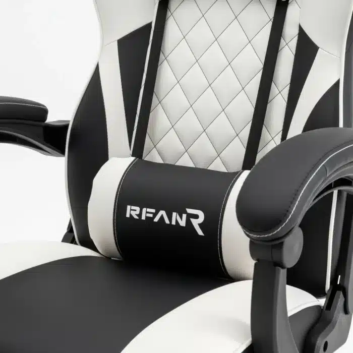Scaun de Gaming Reglabil Professional WF-6028 Black & White cu Suport Picioare, Alb, Negru - imagine 11