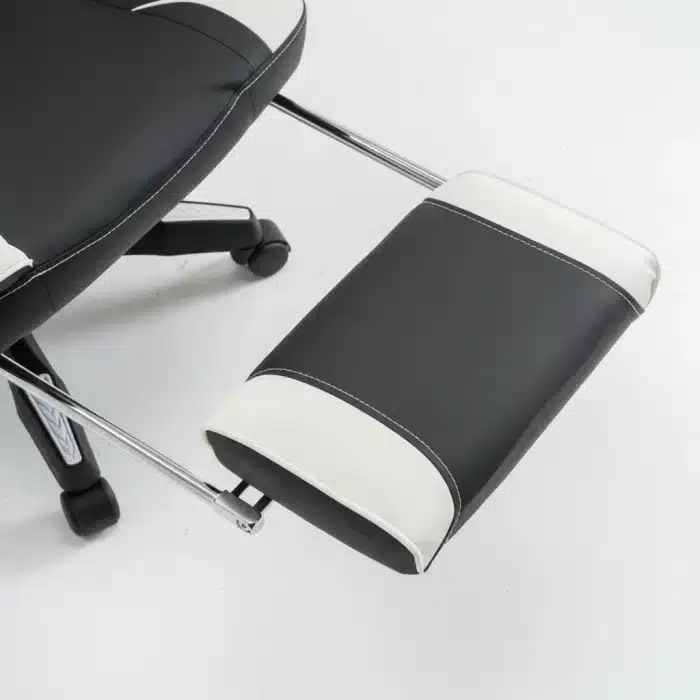 Scaun de Gaming Reglabil Professional WF-6028 Black & White cu Suport Picioare, Alb, Negru - imagine 10