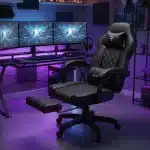 Scaun de Gaming Reglabil Professional WF-6028 Black cu Suport Picioare și Recliner, Negru - imagine 2