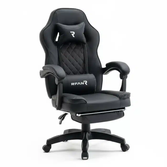 Scaun de Gaming Reglabil Professional WF-6028 Black cu Suport Picioare și Recliner, Negru - imagine 3
