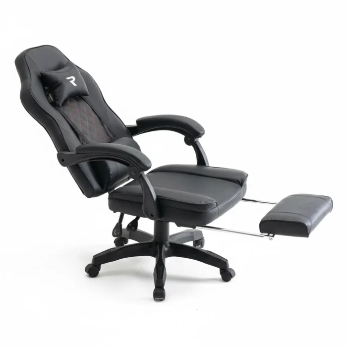 Scaun de Gaming Reglabil Professional WF-6028 Black cu Suport Picioare și Recliner, Negru - imagine 5