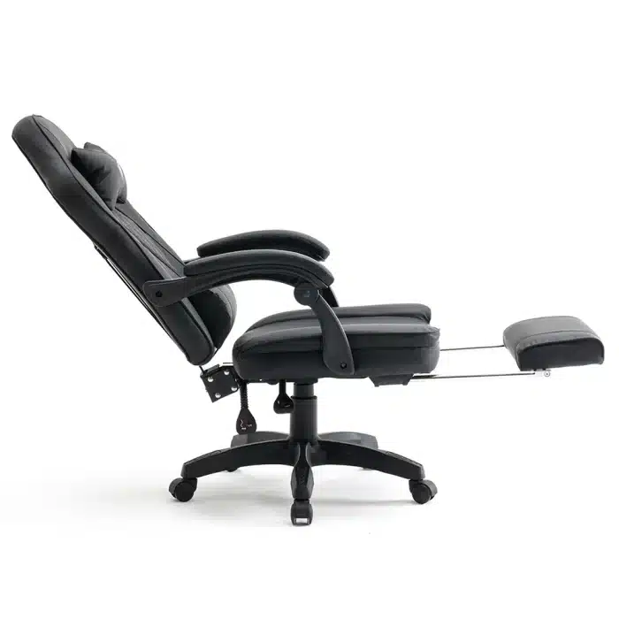 Scaun de Gaming Reglabil Professional WF-6028 Black cu Suport Picioare și Recliner, Negru - imagine 4
