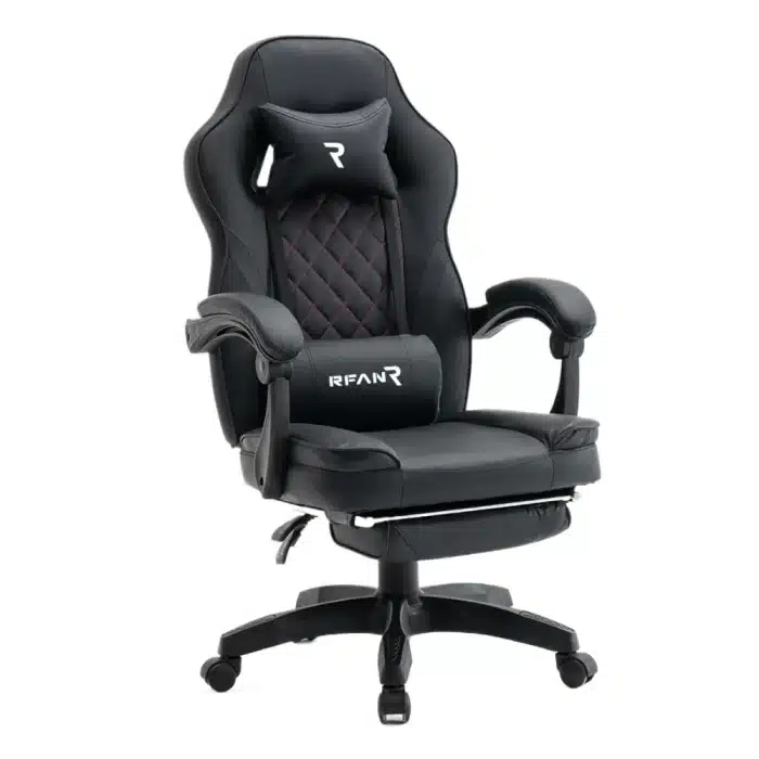 Scaun de Gaming Reglabil Professional WF-6028 Black cu Suport Picioare și Recliner, Negru - imagine 8