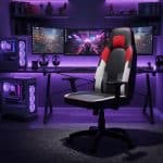 Scaun de Gaming Reglabil Professional WF-6049 Black White Red – Recliner și Ergonomic