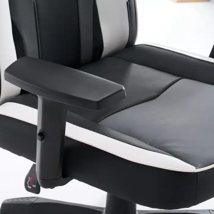 Scaun de Gaming Reglabil Professional WF-6049 Black & White – Recliner și Ergonomic, Alb, Negru - imagine 20