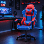 Scaun de Gaming Reglabil Professional WF-6050 Blue & Red – Ergonomic și Recliner, Rosu, Albastru