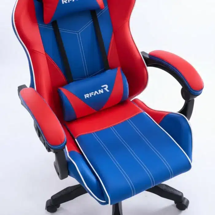 Scaun de Gaming Reglabil Professional WF-6050 Blue & Red – Ergonomic și Recliner, Rosu, Albastru - imagine 17