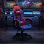 Scaun de Gaming Reglabil Professional WF-6050 Blue & Red – Ergonomic și Recliner, Rosu, Albastru - imagine 27