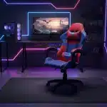 Scaun de Gaming Reglabil Professional WF-6050 Blue & Red – Ergonomic și Recliner, Rosu, Albastru - imagine 7