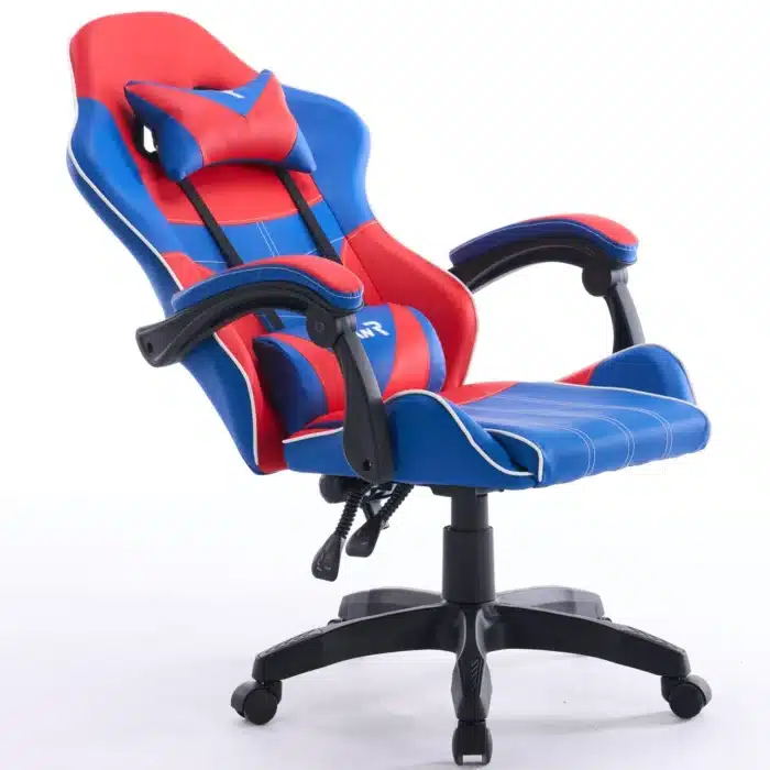 Scaun de Gaming Reglabil Professional WF-6050 Blue & Red – Ergonomic și Recliner, Rosu, Albastru - imagine 4