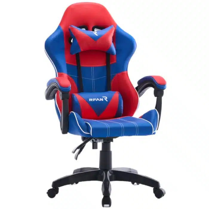 Scaun de Gaming Reglabil Professional WF-6050 Blue & Red – Ergonomic și Recliner, Rosu, Albastru - imagine 3