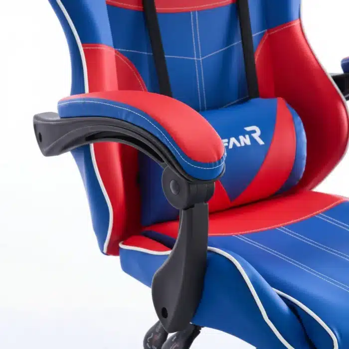 Scaun de Gaming Reglabil Professional WF-6050 Blue & Red – Ergonomic și Recliner, Rosu, Albastru - imagine 26