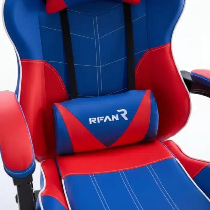 Scaun de Gaming Reglabil Professional WF-6050 Blue & Red – Ergonomic și Recliner, Rosu, Albastru - imagine 21
