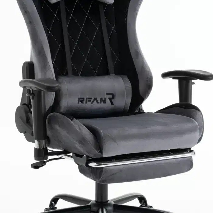 Scaun de Gaming Reglabil Professional WF-613 Grey din Piele Întoarsă cu Suport Picioare, Gri - imagine 7