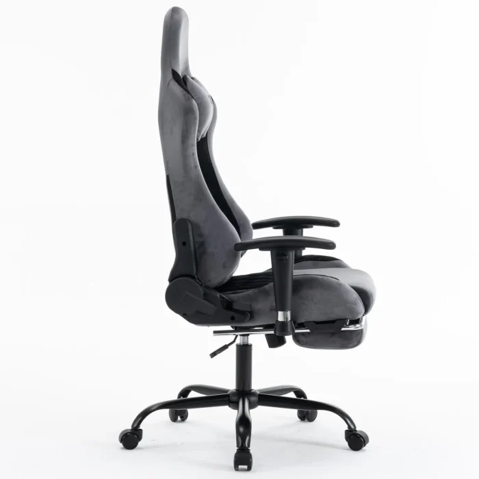 Scaun de Gaming Reglabil Professional WF-613 Grey din Piele Întoarsă cu Suport Picioare, Gri - imagine 6