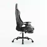 Scaun de Gaming Reglabil Professional WF-613 Grey din Piele Întoarsă cu Suport Picioare, Gri - imagine 4
