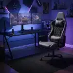 Scaun de Gaming Reglabil Professional WF-613 Grey din Piele Întoarsă cu Suport Picioare, Gri - imagine 2