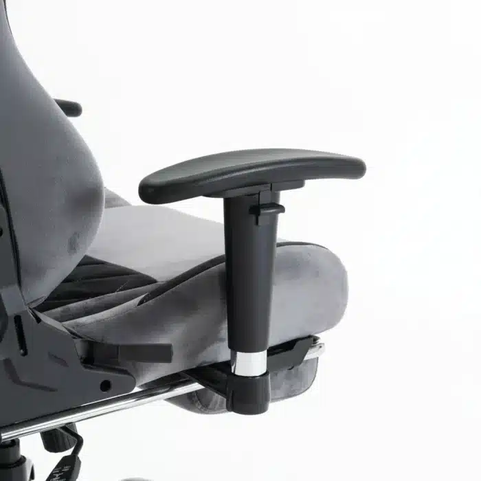 Scaun de Gaming Reglabil Professional WF-613 Grey din Piele Întoarsă cu Suport Picioare, Gri - imagine 14
