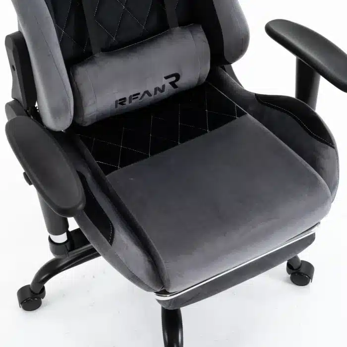 Scaun de Gaming Reglabil Professional WF-613 Grey din Piele Întoarsă cu Suport Picioare, Gri - imagine 13