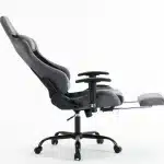 Scaun de Gaming Reglabil Professional WF-613 Grey din Piele Întoarsă cu Suport Picioare, Gri - imagine 10