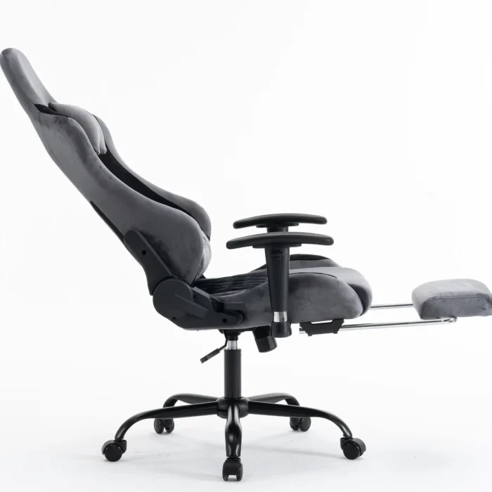 Scaun de Gaming Reglabil Professional WF-613 Grey din Piele Întoarsă cu Suport Picioare, Gri - imagine 10