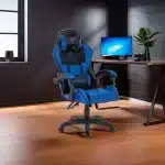 Scaun Gaming Tron Thrones Blue-Black, Recliner, Spătar Reglabil 150°, Negru, Albastru - imagine 8