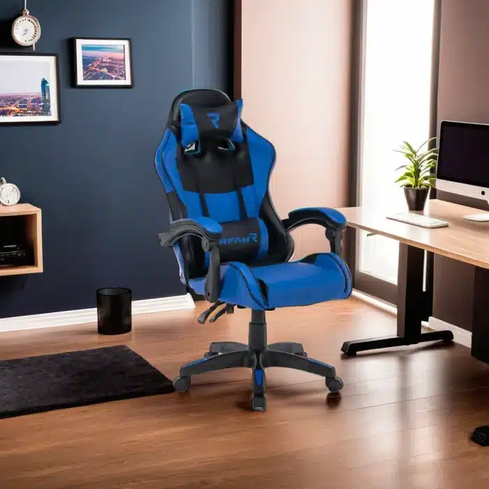 Scaun Gaming Tron Thrones Blue-Black, Recliner, Spătar Reglabil 150°, Negru, Albastru - imagine 7