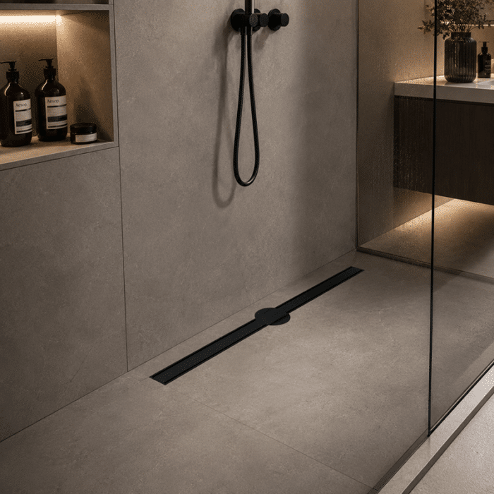 Rigolă de Duș din Inox 600x32 mm, Negru Mat, Reversibilă 2 în 1, cu Sifon Detașabil - imagine 2