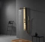 Panou de Duș Auriu Premium, Inox SUS304, 140x16 cm, 6 Funcții, Hidromasaj, Palarie Dus Efect Ploaie - imagine 7