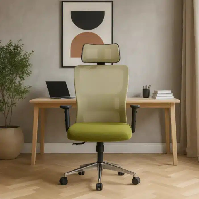 Scaun de Birou Reglabil Ergonomic cu Suport Cervical Alb-Verde - imagine 2