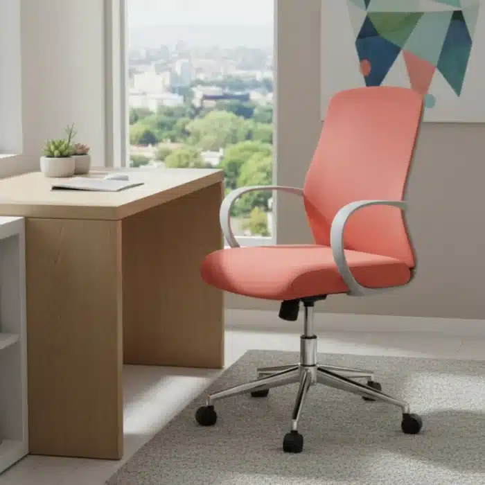 Scaun de Birou Reglabil Ergonomic, Design Modern, Roz - imagine 2