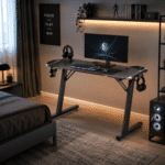 Birou Gaming 505 Black, 120x60x73 cm, cu Suport pentru Căști și Pahar - imagine 2
