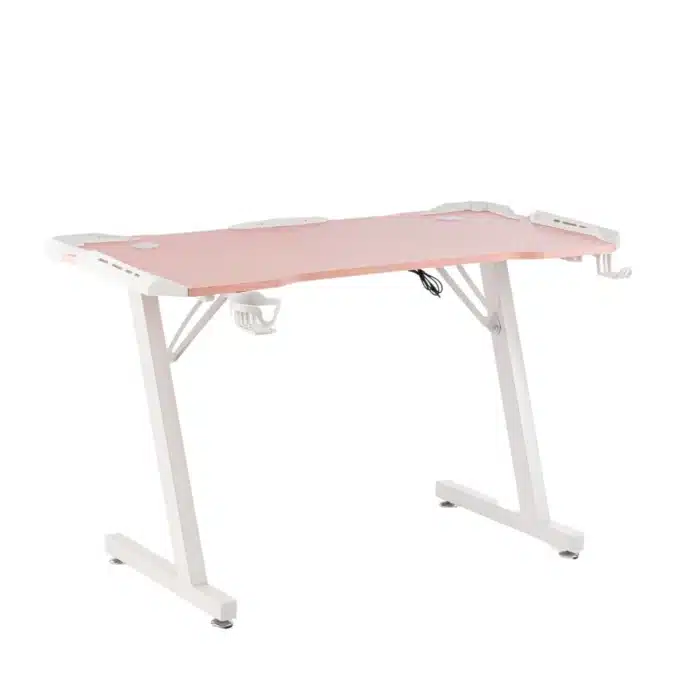 Birou Gaming 505 Pink, 120x60x73 cm, Design Modern, Blat cu Fibră de Carbon - imagine 16