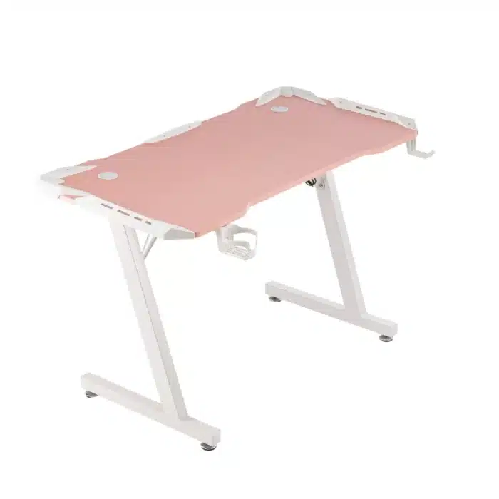 Birou Gaming 505 Pink, 120x60x73 cm, Design Modern, Blat cu Fibră de Carbon - imagine 3