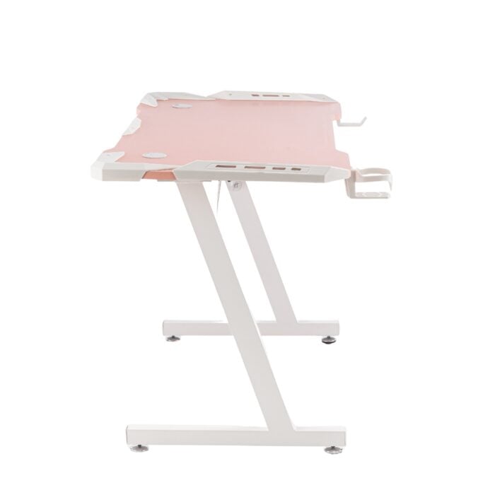 Birou Gaming 505 Pink, 120x60x73 cm, Design Modern, Blat cu Fibră de Carbon - imagine 10