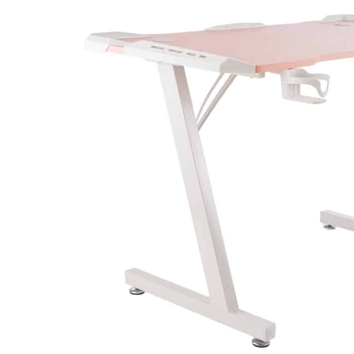 Birou Gaming 505 Pink, 120x60x73 cm, Design Modern, Blat cu Fibră de Carbon - imagine 4