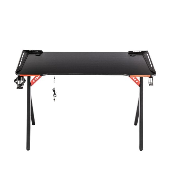 Birou Gaming 504, Negru, 120x60x73 cm, Blat MDF cu Fibră de Carbon - imagine 6