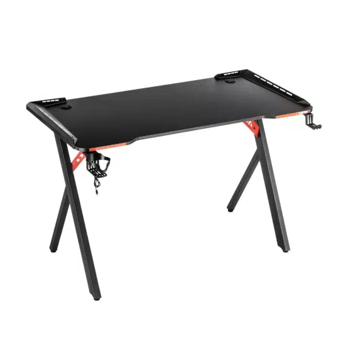 Birou Gaming 504, Negru, 120x60x73 cm, Blat MDF cu Fibră de Carbon - imagine 10