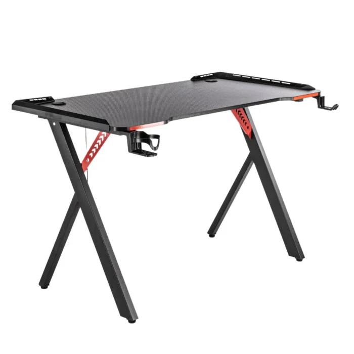 Birou Gaming 504, Negru, 120x60x73 cm, Blat MDF cu Fibră de Carbon - imagine 9
