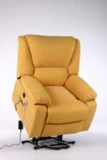 Fotoliu cu Masaj și Încălzire, Recliner Electric, Galben Mustar - imagine 21