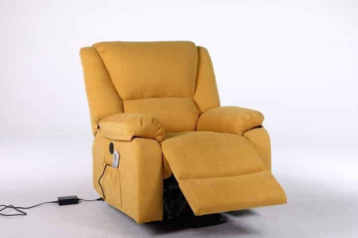Fotoliu cu Masaj și Încălzire, Recliner Electric, Galben Mustar - imagine 3