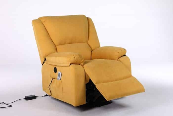 Fotoliu cu Masaj și Încălzire, Recliner Electric, Galben Mustar - imagine 8